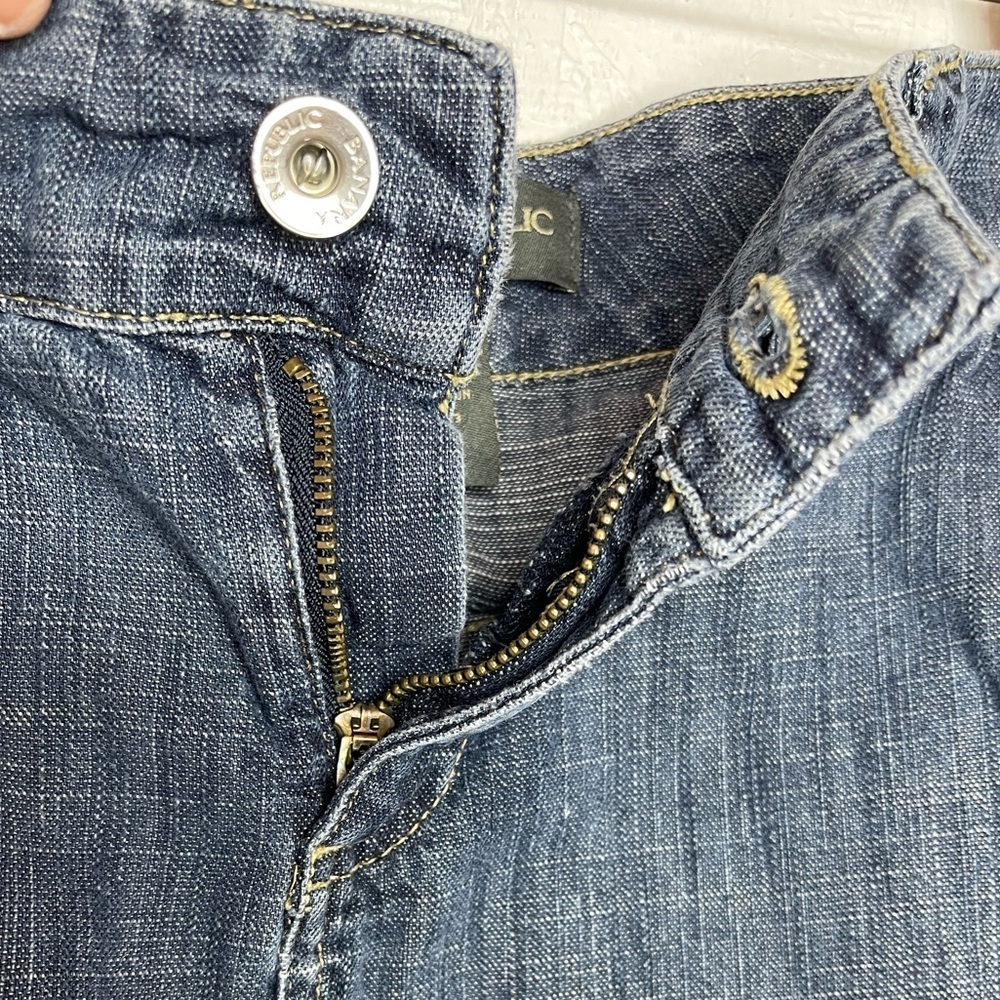 Vintage Banana Republic Asymmetrical Hem Line Cargo Denim Skirt Y2K Size 4 - Picture 5 of 9